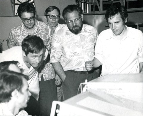 Слева направо А.Н. Скринский С.И. Мишнев М.М. Бровин Елинер Г.М